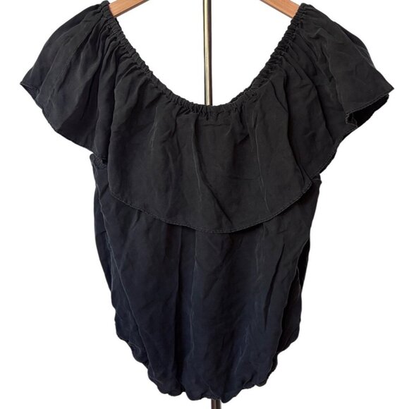 Unsubscribed Off-Shoulder Ruffle Blouse – Soft Black Size Small New With Tags - Picture 5 of 6
